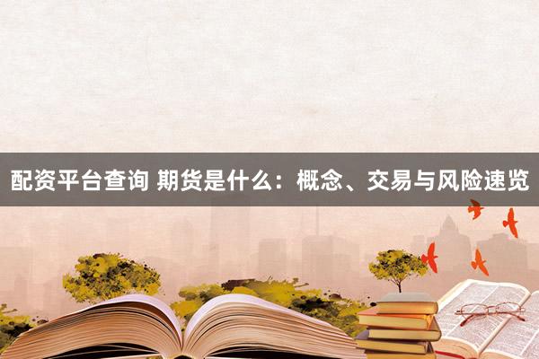 配资平台查询 期货是什么：概念、交易与风险速览