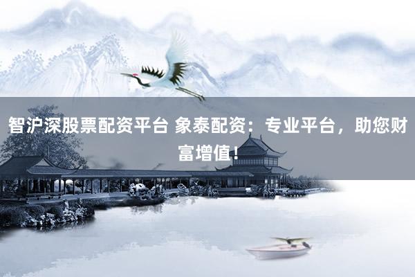 智沪深股票配资平台 象泰配资：专业平台，助您财富增值！