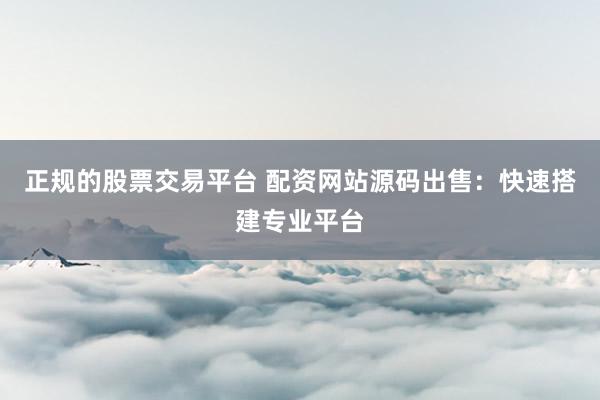 正规的股票交易平台 配资网站源码出售：快速搭建专业平台
