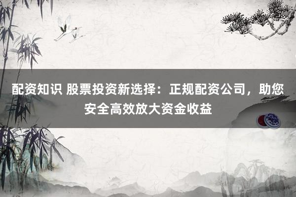 配资知识 股票投资新选择：正规配资公司，助您安全高效放大资金收益