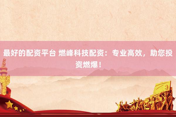 最好的配资平台 燃峰科技配资：专业高效，助您投资燃爆！