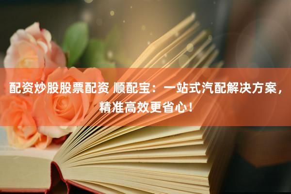 配资炒股股票配资 顺配宝：一站式汽配解决方案，精准高效更省心！