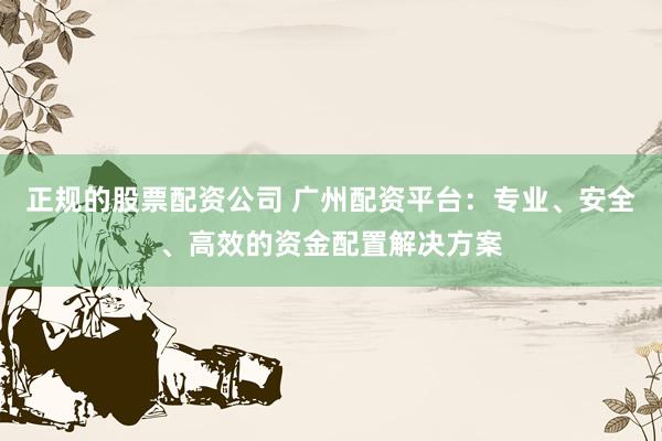 正规的股票配资公司 广州配资平台：专业、安全、高效的资金配置解决方案
