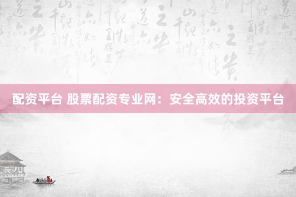 配资平台 股票配资专业网：安全高效的投资平台