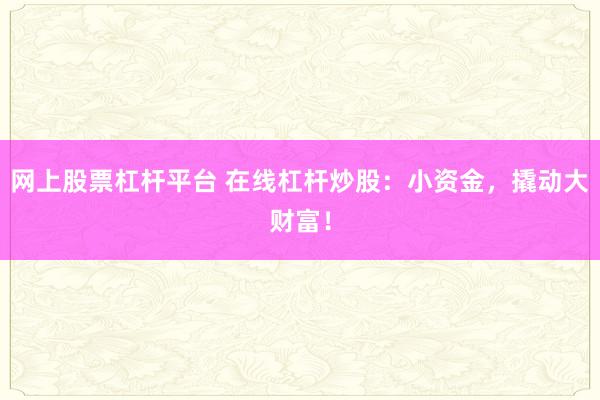 网上股票杠杆平台 在线杠杆炒股：小资金，撬动大财富！