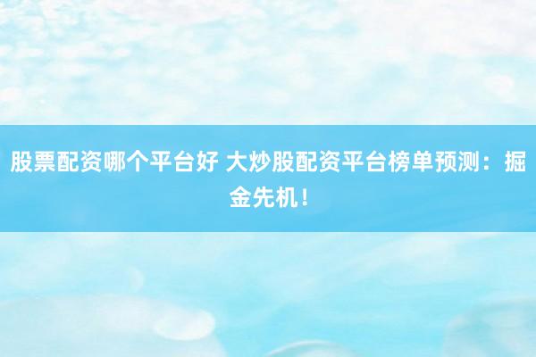 股票配资哪个平台好 大炒股配资平台榜单预测：掘金先机！
