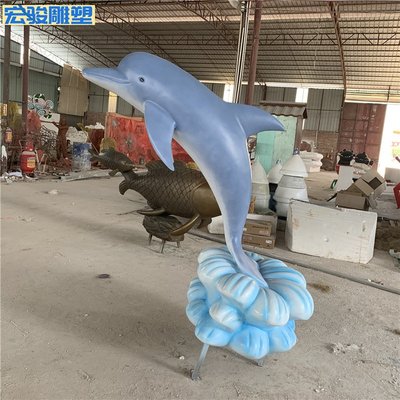 商场景区游乐园 海洋生物公仔造型雕塑 玻璃钢海豚卡通雕塑